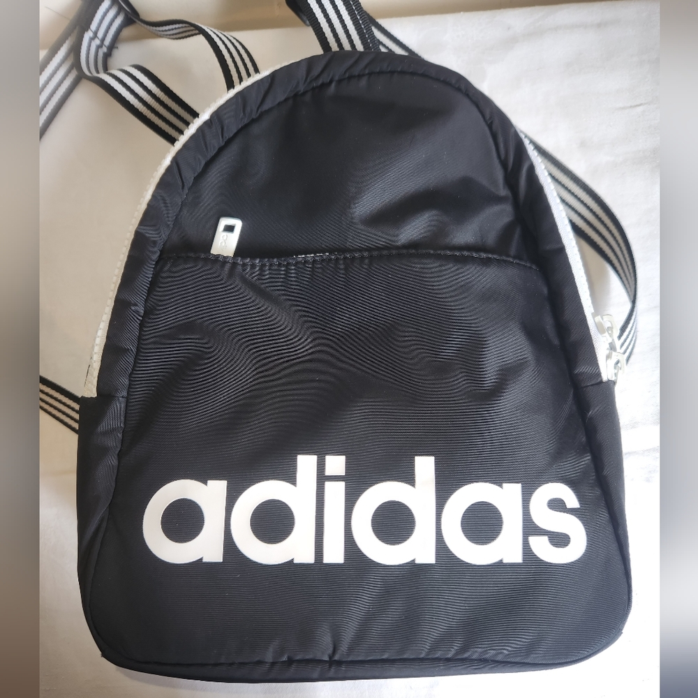 Adidas Black & White 3-Stripe Small Retro Backpack